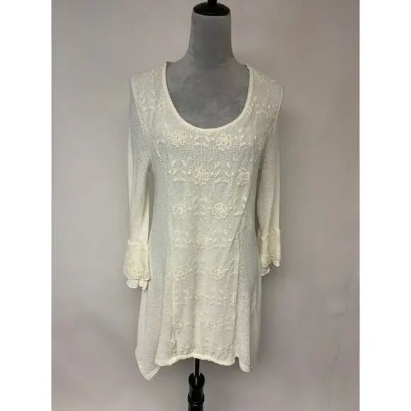 Cal Style Dress Tunic Cottagecore Boho Fairycore Romantic Lace Festival Womens L - Picture 2 of 9